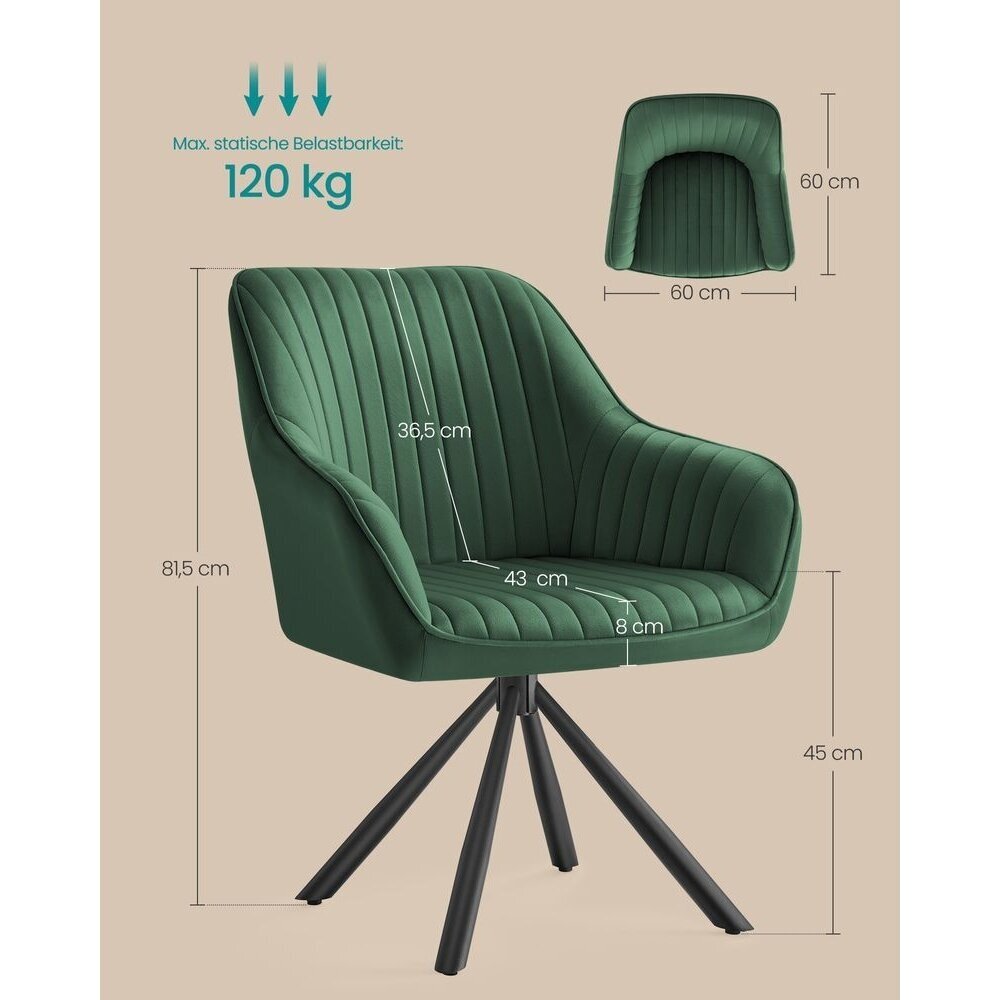 360° besisukanti aksominė valgomojo kėdė 6 360° besisukanti aksominė valgomojo kėdė 6