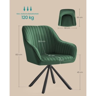 360° besisukanti aksominė valgomojo kėdė 6 360° besisukanti aksominė valgomojo kėdė 6