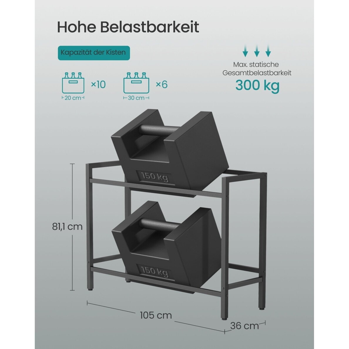Gėrimų dėžių lentyna, 6 dėžėms (Ekspozicinė prekė) 6