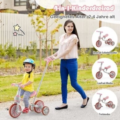 4 in 1 vaikiškas triratukas su rankena 1