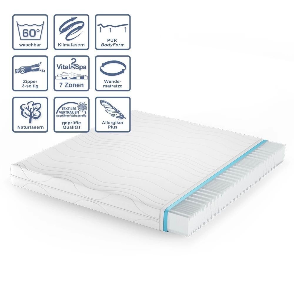 7 zonų šalto putplasčio čiužinys CALMA COMFORT PLUS, 20 x 120 x 200 cm 4 7 zonų šalto putplasčio čiužinys CALMA COMFORT PLUS, 20 x 120 x 200 cm 4
