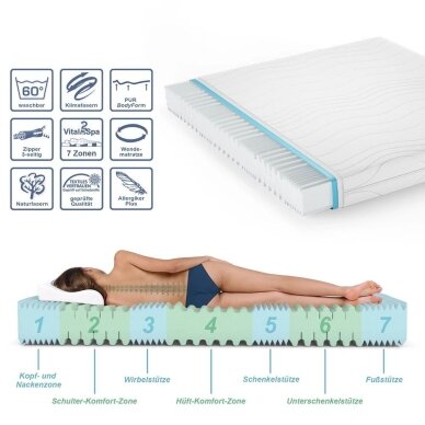 7 zonų šalto putplasčio čiužinys CALMA COMFORT PLUS, 20 x 180 x 200 cm 3 7 zonų šalto putplasčio čiužinys CALMA COMFORT PLUS, 20 x 180 x 200 cm 3