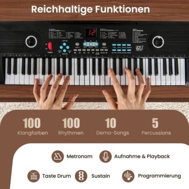 61 klavišų skaitmeninis pianinas su priedais 8
