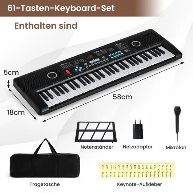 61 klavišų skaitmeninis pianinas su priedais 9 61 klavišų skaitmeninis pianinas su priedais 9