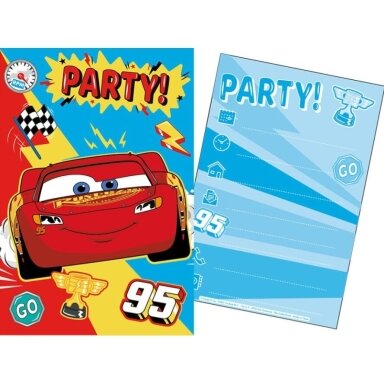 ''Disney pixar cars'' žaibo Makvyno gimtadienio kvietimai su vokais, 5 vnt