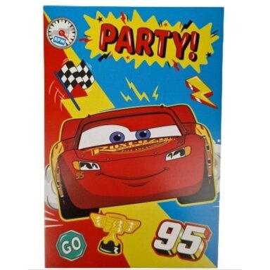 ''Disney pixar cars'' žaibo Makvyno gimtadienio kvietimai su vokais, 5 vnt