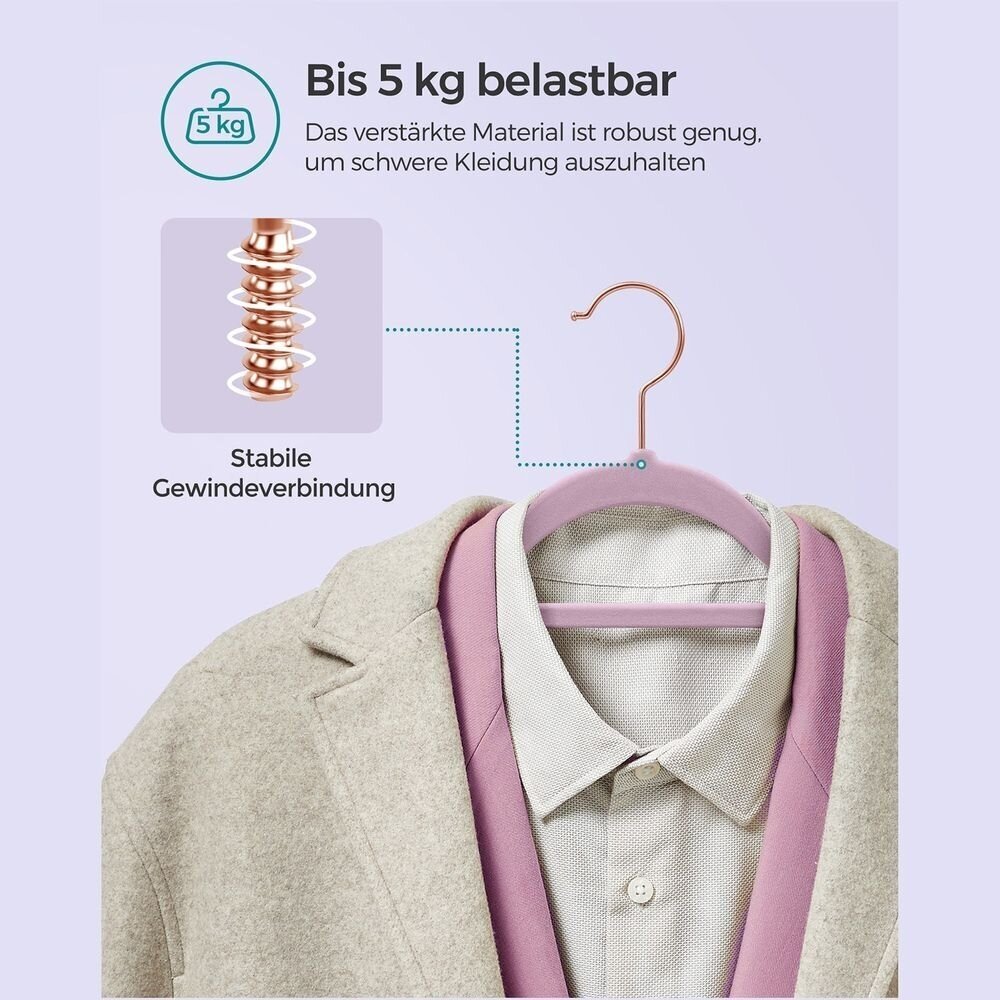 Aksominės violetinės drabužių pakabos, 50 vnt 4