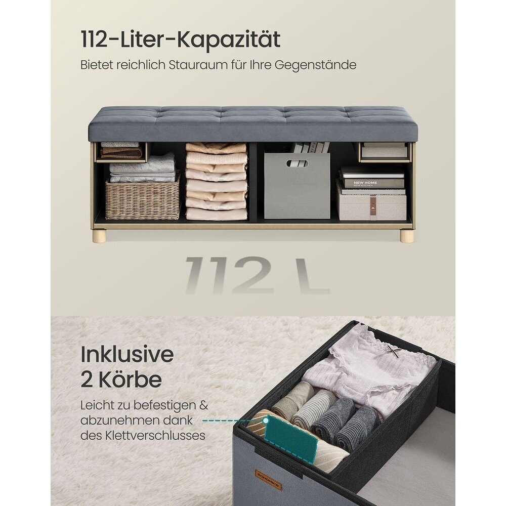 Aksominis pufas su daiktadėžėmis ir medinėmis kojomis 4