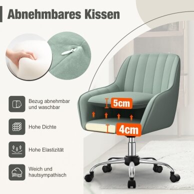 Aksominė biuro kėdė su ratukais 5 Aksominė biuro kėdė su ratukais 5