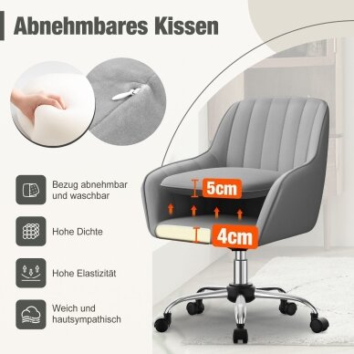 Aksominė biuro kėdė su ratukais 6 Aksominė biuro kėdė su ratukais 6