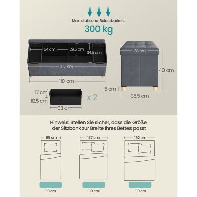 Aksominis pufas su daiktadėžėmis ir medinėmis kojomis 5