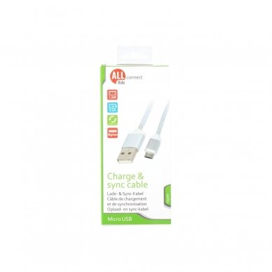 ALL RIDE CONNECT USB A - Micro USB įkrovimo ir duomenų perdavimo laidas, 1,2 m ALL RIDE CONNECT USB A - Micro USB įkrovimo ir duomenų perdavimo laidas, 1,2 m