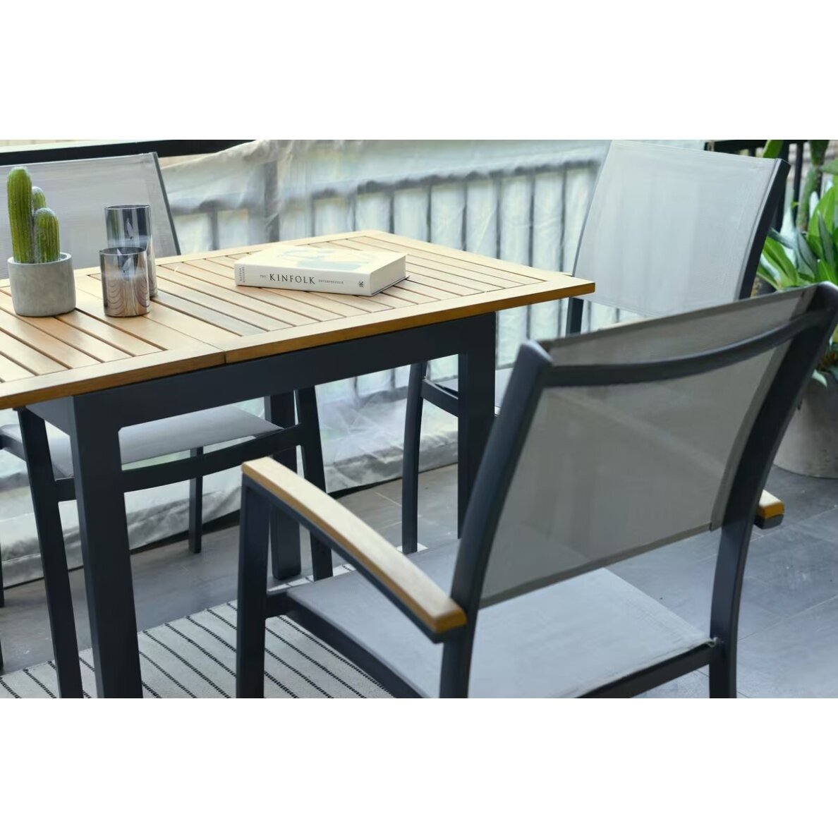 AMBIA GARDEN metalinis lauko stalas su eukalipto medienos stalviršiumi 4 AMBIA GARDEN metalinis lauko stalas su eukalipto medienos stalviršiumi 4