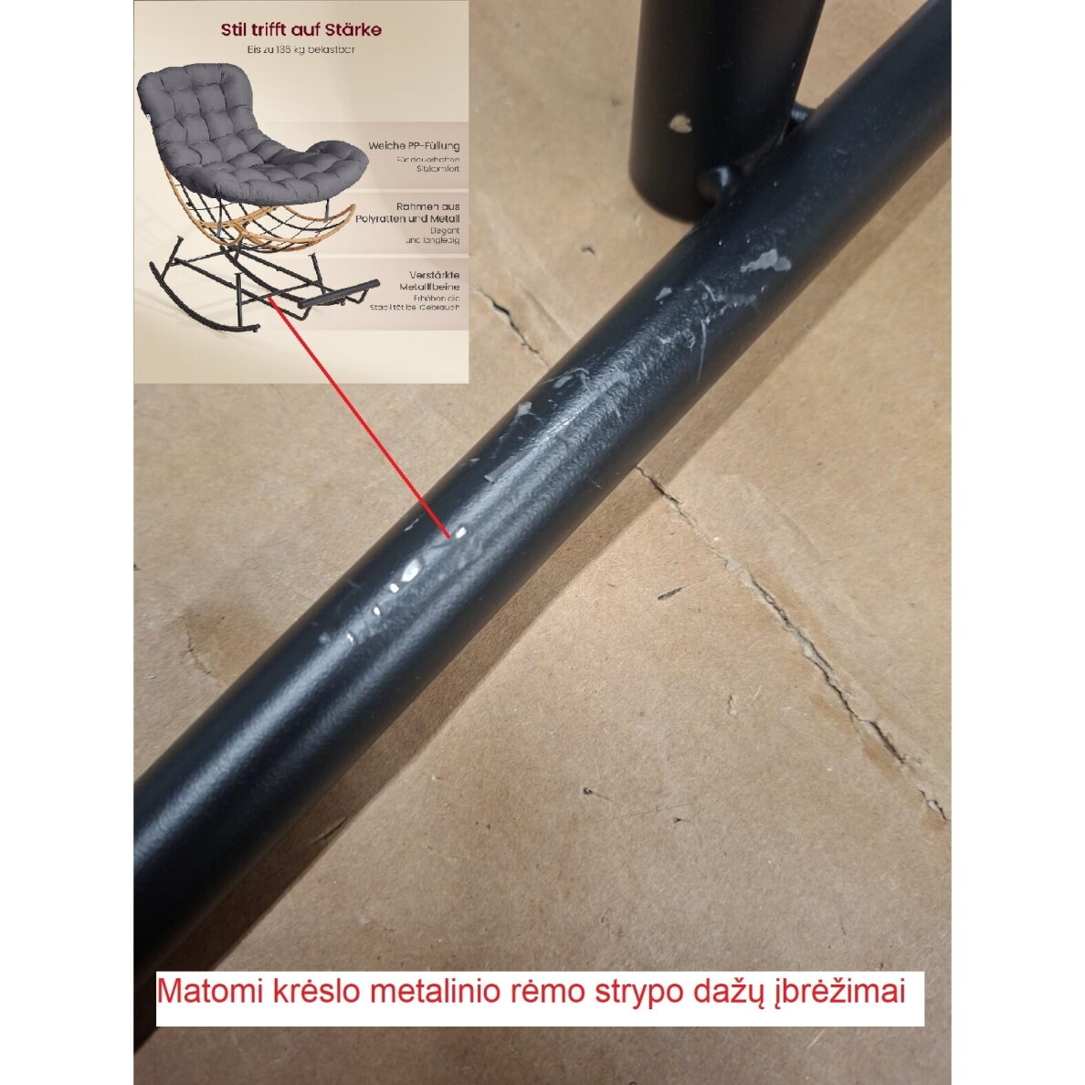 Supamas poilsio krėslas su pakoju (Transportavimo defektas) 7 Supamas poilsio krėslas su pakoju (Transportavimo defektas) 7