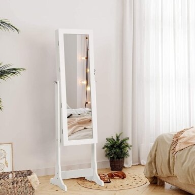 Pastatomas veidrodis su papuošalų spintele ir LED apšvietimu