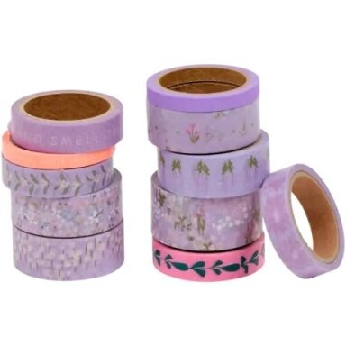AVEC popierinės lipnios juostelės dekoravimui WASHI TAPE, 10 vnt  x 5 m