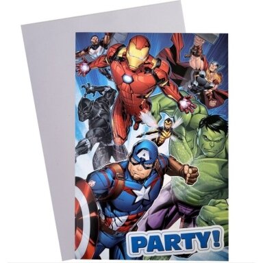 ''Avengers'' gimtadienio kvietimai su vokais, 5 vnt