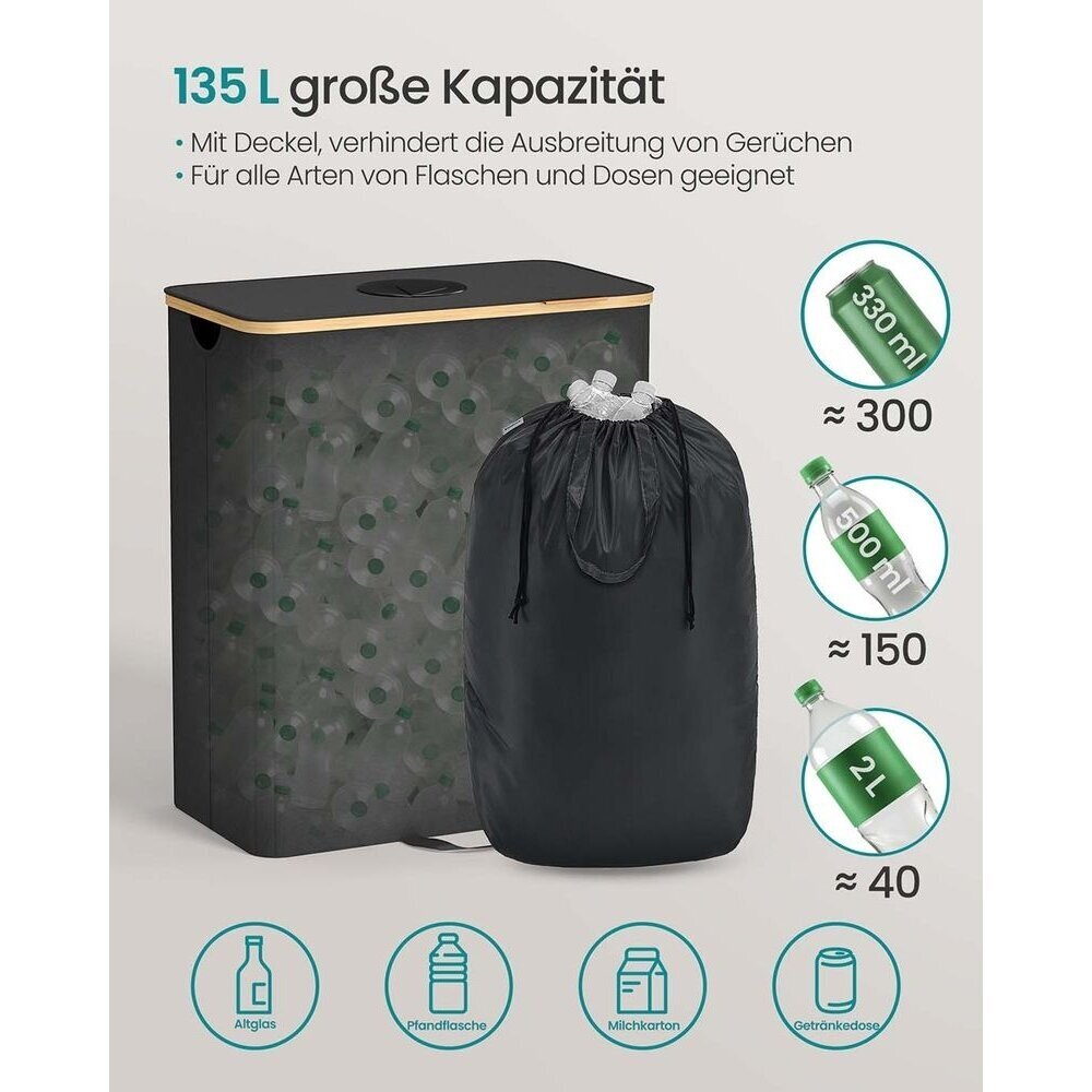 Užstato butelių surinkimo šiukšliadėžė su išimamu maišu, 135 l 3 Užstato butelių surinkimo šiukšliadėžė su išimamu maišu, 135 l 3