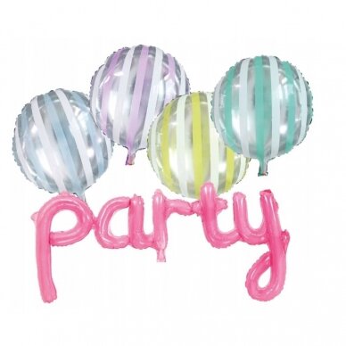 Folinių balionų rinkinys su užrašu "PARTY" 1 Folinių balionų rinkinys su užrašu "PARTY" 1