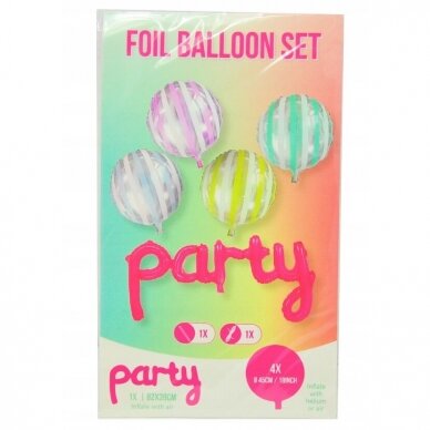 Folinių balionų rinkinys su užrašu "PARTY" Folinių balionų rinkinys su užrašu "PARTY"
