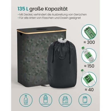 Užstato butelių surinkimo šiukšliadėžė su išimamu maišu, 135 l 3 Užstato butelių surinkimo šiukšliadėžė su išimamu maišu, 135 l 3