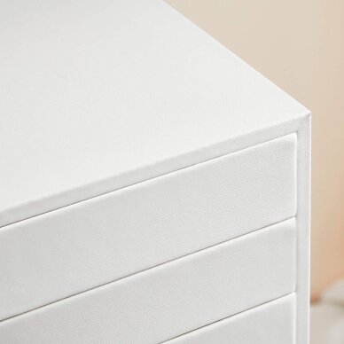 Balta PU odos papuošalų dėžutė su 10 stalčių 4