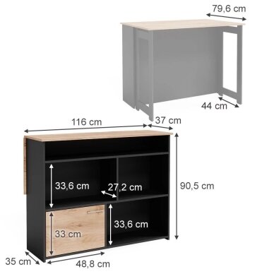 Baro stalas su lentynomis DOMINIC 6