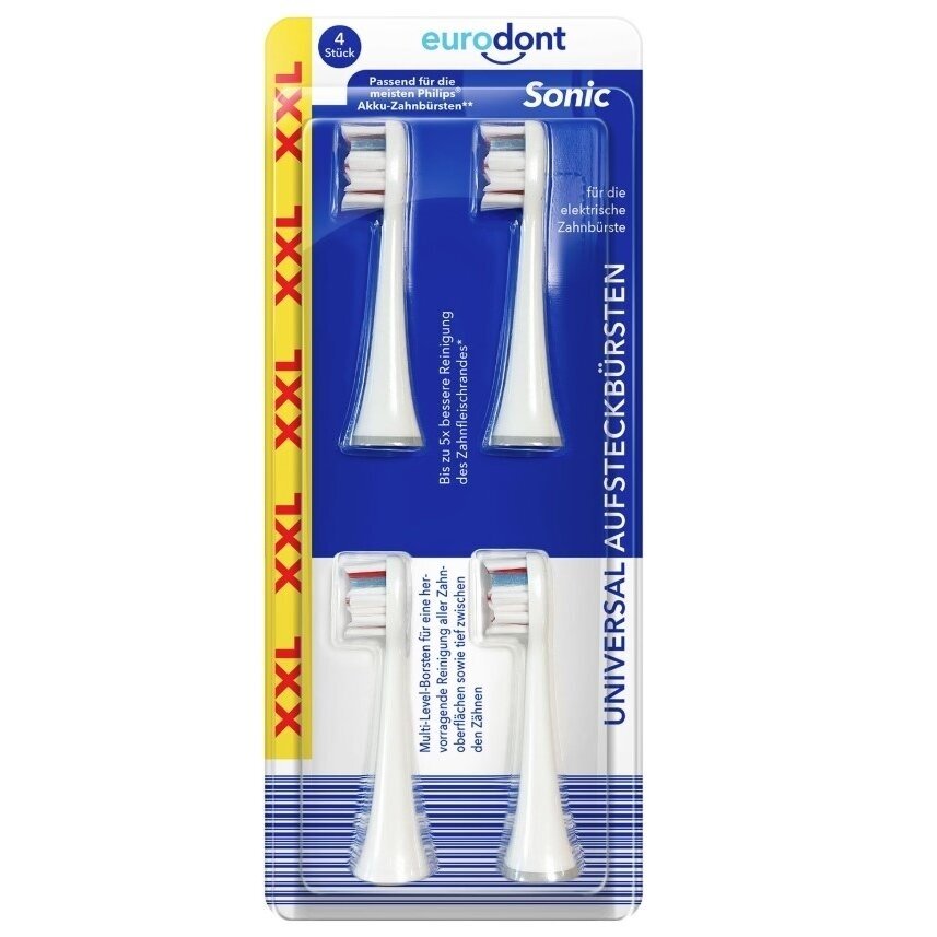 EURODONT universalios Philips® Sonicare dantų šepetėlio galvutės, 4 vnt EURODONT universalios Philips® Sonicare dantų šepetėlio galvutės, 4 vnt
