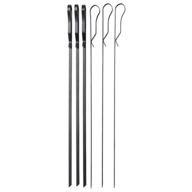 BBQ juodi nerūdijančio plieno iešmai griliui, 42 cm, 6 vnt