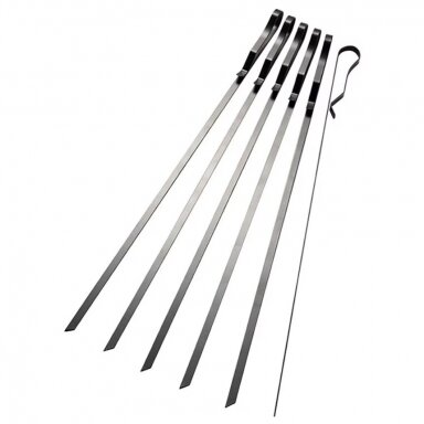 BBQ juodi nerūdijančio plieno iešmai griliui, 42 cm, 6 vnt