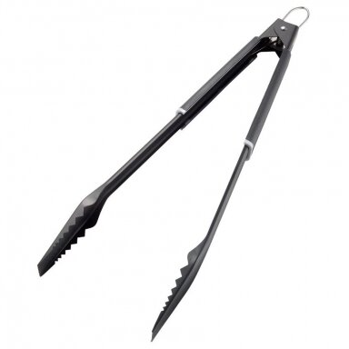 BBQ juodos nerūdijančio plieno žnyplės griliui, 43 cm