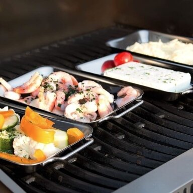 BBQ nerūdijančio plieno keptuvių rinkinys griliui, 19,7 x 12,7 cm, 2 vnt
