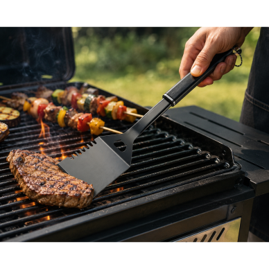 BBQ juoda nerūdijančio plieno mentelė griliui, 45,7 cm 1