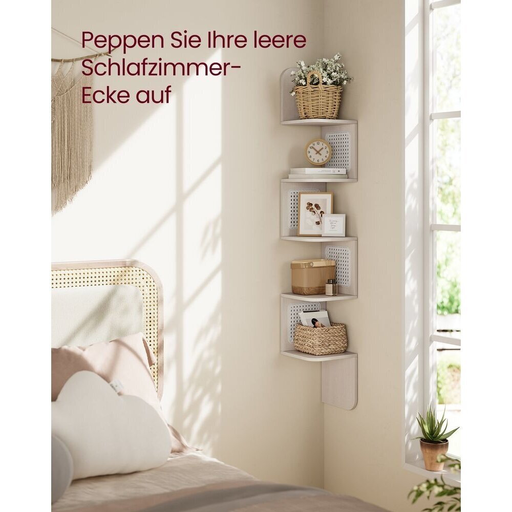 Boho stiliaus 5 pakopų kampinė pakabinama lentyna 2 Boho stiliaus 5 pakopų kampinė pakabinama lentyna 2