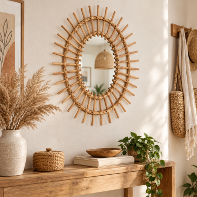 Boho stiliaus veidrodis, 56 x 43 cm 1