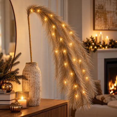 Dekoratyvinė LED šaka su plunksnomis, 20 LED, 130 cm 1