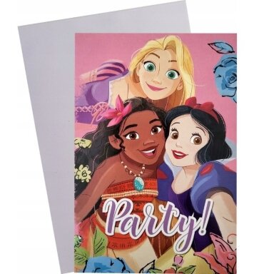''Disney Princess'' gimtadienio kvietimai su vokais, 5 vnt