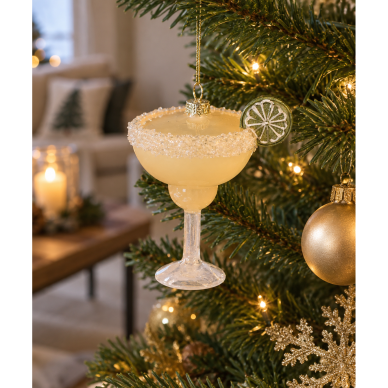 Stiklinis eglutės žaisliukas „Margaritos kokteilis“ 1
