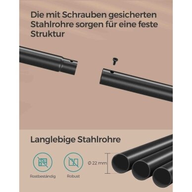 Industrinio stiliaus drabužių kabykla su ratukais 5
