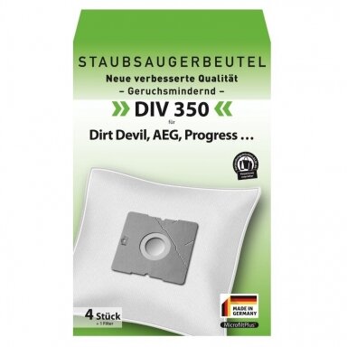 Dulkių siurblio maišeliai Dirt Devil/AEG/Progress 4 vnt + filtras