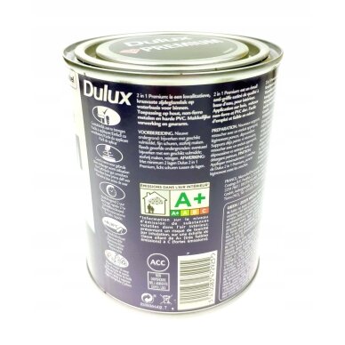 DULUX PREMIUM 2in1 Satin Black vandens pagrindo satininis lakas, juodas, 0,75 l 4 DULUX PREMIUM 2in1 Satin Black vandens pagrindo satininis lakas, juodas, 0,75 l 4