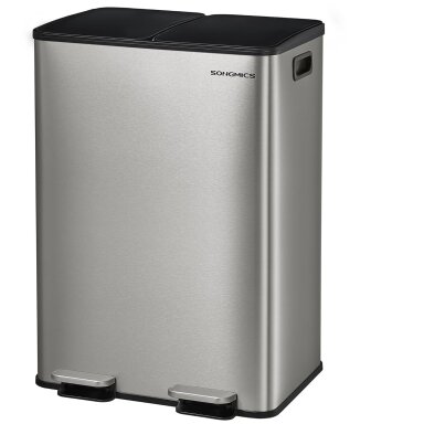 Dviejų skyrių šiukšliadėžė su švelnaus užsidarymo mechanizmu, 60 l