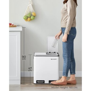 Dviejų skyrių šiukšliadėžė su švelnaus užsidarymo mechanizmu, 30 l 5