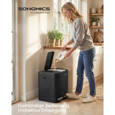 Dviejų skyrių šiukšliadėžė su švelnaus užsidarymo mechanizmu, 30 l 1 Dviejų skyrių šiukšliadėžė su švelnaus užsidarymo mechanizmu, 30 l 1