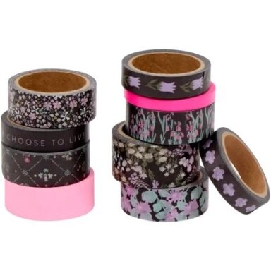 AVEC popierinės lipnios juostelės dekoravimui WASHI TAPE, 10 vnt  x 5 m