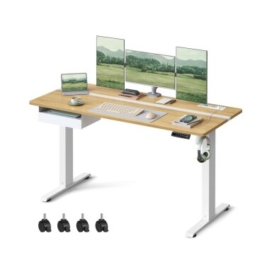 Elektrinis reguliuojamo aukščio stalas su elektros lizdu, 140 x 60 cm