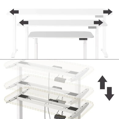 Elektrinis reguliuojamo aukščio stalo rėmas ELEVATE, 102 - 180 cm (Ekspozicinė prekė) 6
