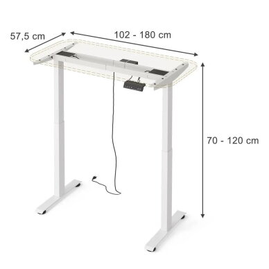 Elektrinis reguliuojamo aukščio stalo rėmas ELEVATE, 102 - 180 cm (Ekspozicinė prekė) 7 Elektrinis reguliuojamo aukščio stalo rėmas ELEVATE, 102 - 180 cm (Ekspozicinė prekė) 7