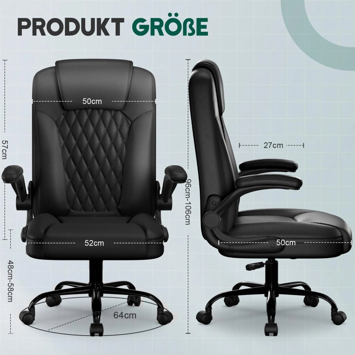 Ergonominė PU odos biuro kėdė 6