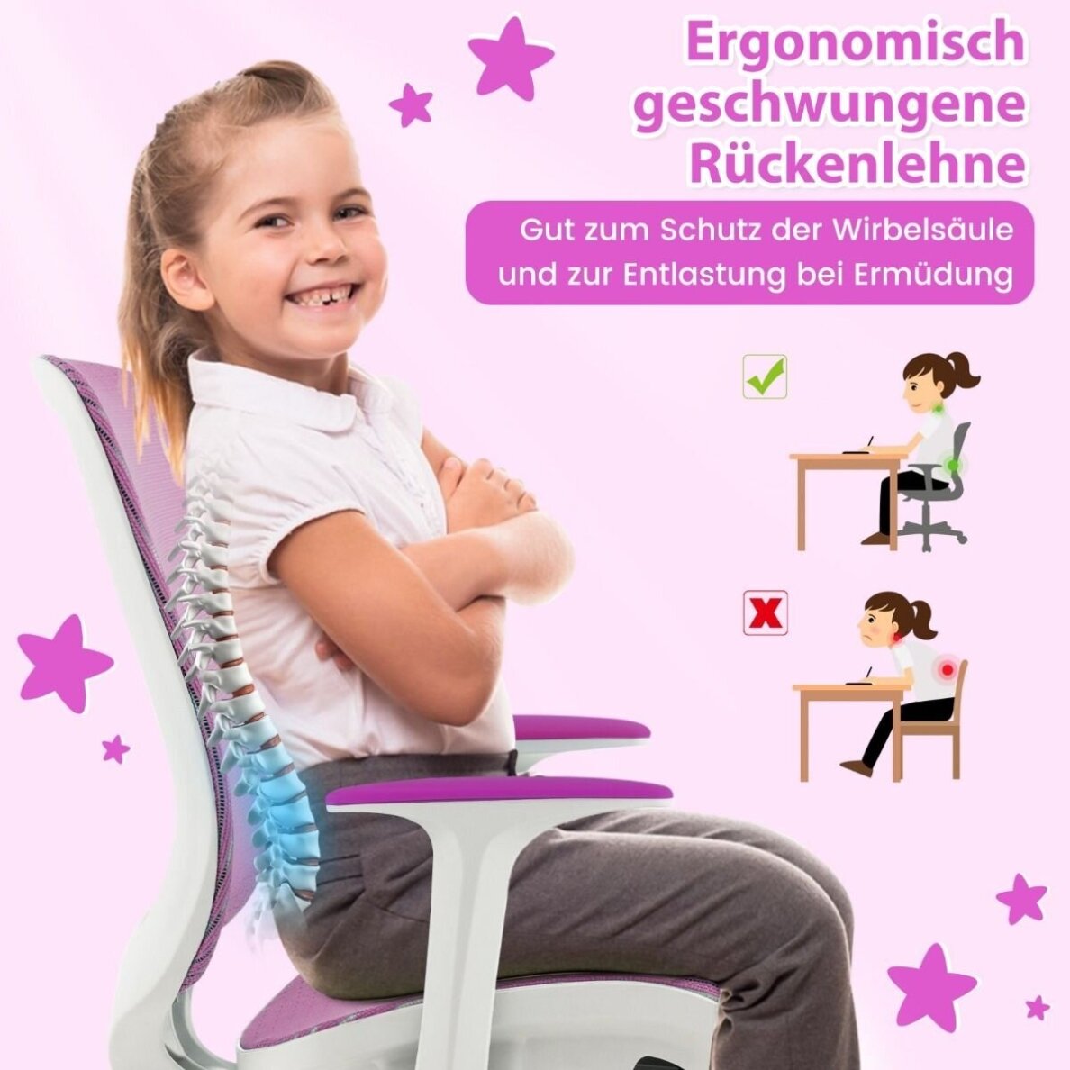 Ergonominė vaikiška rašomojo stalo kėdė 6-15 metų vaikams 2 Ergonominė vaikiška rašomojo stalo kėdė 6-15 metų vaikams 2